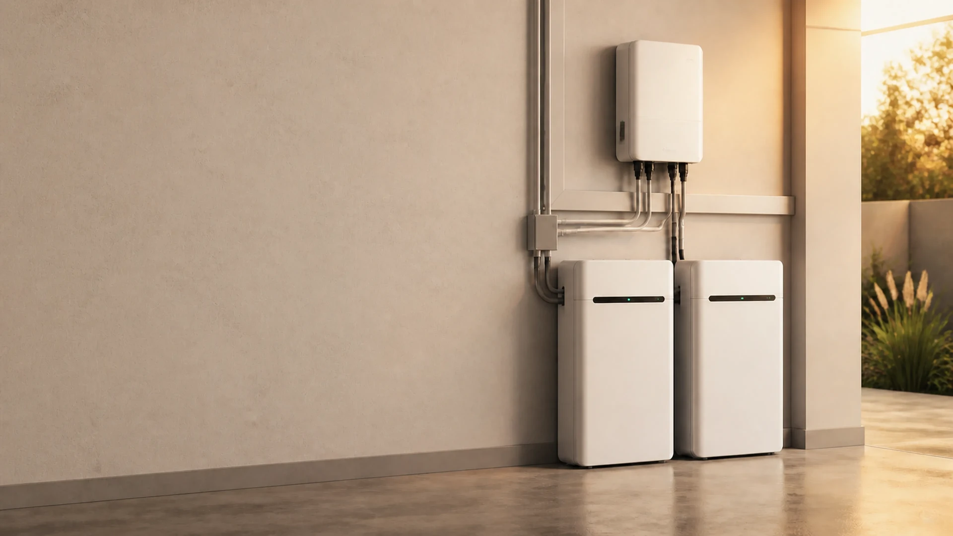 Sistema de baterias de backup instalado em ambiente residencial